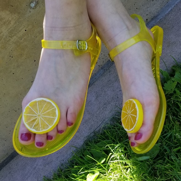 No Brand Shoes | Summer Lemon Yellow Jelly Ankle Strap Sandals | Poshmark